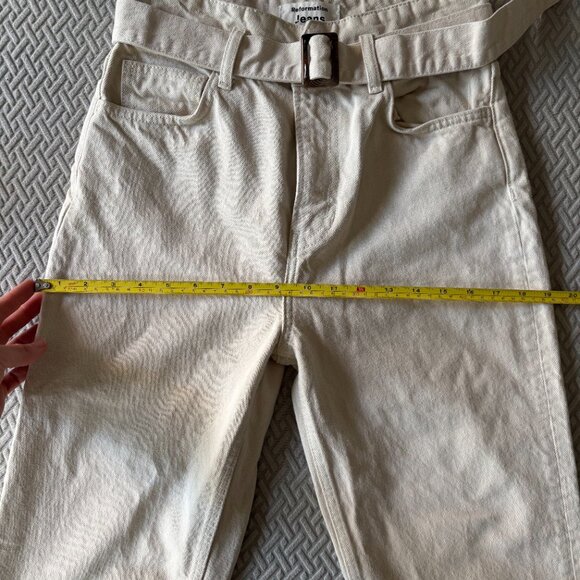 Reformation Cynthia Belted High Rise Straight Jeans - 27 - Bone - Picture 6 of 8